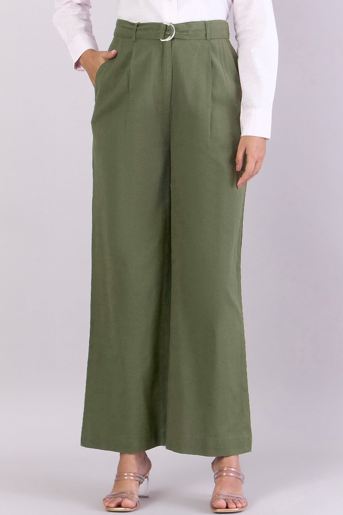 Buy High-Waisted Wide-Leg Trousers by PowerSutra for women online at ScrollnShops